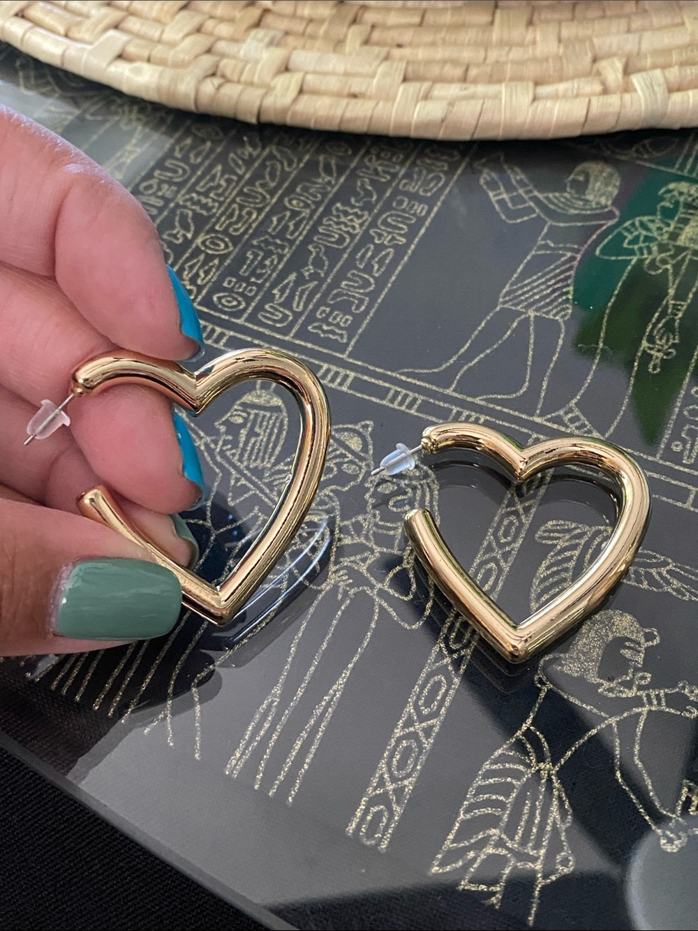 Pink Linen Heart Earring Hoops